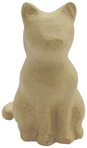 Décopatch SA214C - Soporte de papel marrón maché, 13 x 9,5 x 15 cm, gato sentado