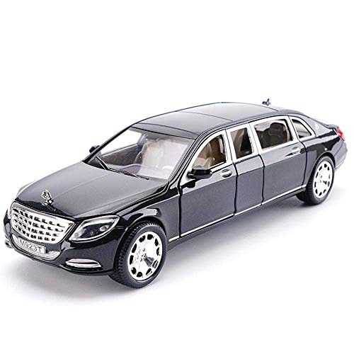 Decoración de escritorio modelo de simulación de juguete de metal fundido modelo de coche de aleación de 1:24 pull back juguete Carsix puertas modelo ornamento Maybach regalo de cumpleaños (Color: Roj