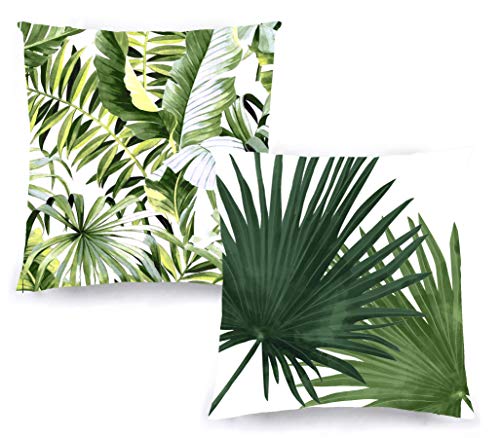 Decoratea Fundas Cojines 50x50 - Fundas de Cojín Decorativo (Juego de 2) para Sofá, Cama, Silla, Salón, Coche. Muy Suaves, Modernas y con Cremallera Invisible (Estampación Tropical)