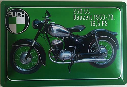 Deko7 - Cartel de Chapa (30 x 20 cm, Puch 250 CC 16,5 CV, año de fabricación 1953-1970)