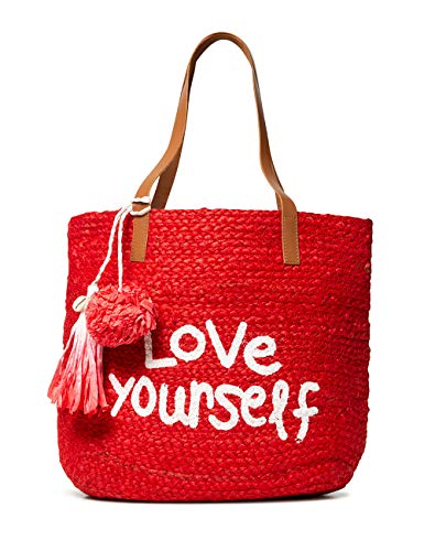 Desigual Bols_Message New Shape - Bolso de asa, color naranja