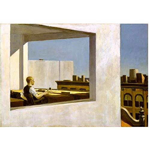 DNJKSA Edward Hopper Office in a Small City Wall Art Canvas Painting Picture Posters e Impresiones Obra de Arte única Cuadros de la habitación Decoración del Dormitorio -24x40 IN Sin Marco