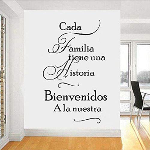 Dongwall Pegatinas de Vinilo de Pared Maravillosas Frases para el hogar en español Tatuajes de Pared Cada Familia Tiene una Historia Bienvenido a Nuestro para la decoración del hogar 1 42x67cm