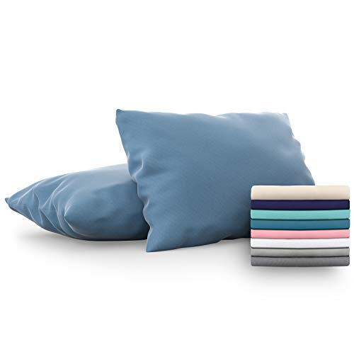 Dreamzie - Set de 2 x Funda de Almohada 50x75 cm, Azúl, Microfibra (100% Poliéster) - Fundas de Almohadas Hipoalergénica - Fundas de Cojines de Calidad con una Suavidad Incomparable