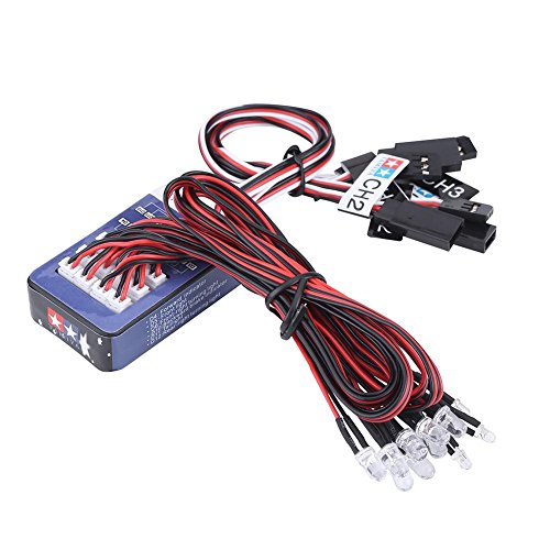 Drfeify Kit Luces Coche RC, Sistema de Iluminación de 12 LED Kit de Simulación de Luces Intermitentes para 1/10 1/8 RC Coche / Camión / Crawler