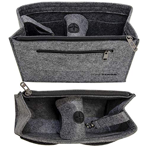 DuneDesign Bolso Organizador 23x10x16cm Bolso Adicional Fieltro Talla S Bolsillo Interior Gris