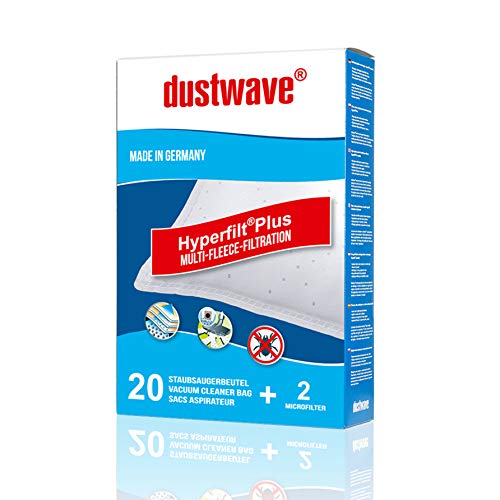 dustwave Megapack - 20 bolsas de filtro para aspiradora SilverCrest SBSB 750 A1 (fabricadas en Alemania, incluye microfiltro)