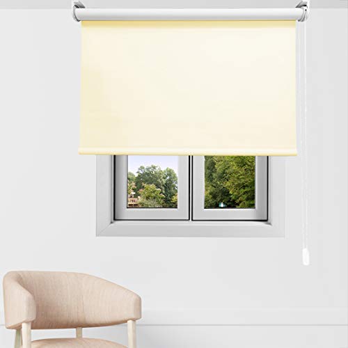 EB ESTORES BARATOS Estor Enrollable Opaco Premium. Regulador de Luz y Temperatura FABRICACIÓN A Medida! Desde 40 cm hasta 300 cm de Ancho. Color: Beige. Medidas: 222cm x 300cm