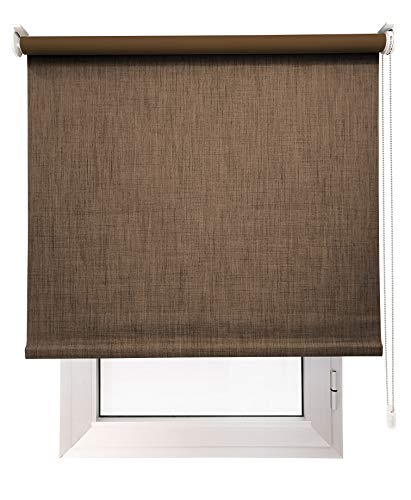 EB ESTORES BARATOS Estor Opaco TEXTILDECOR - Cierra la luz y Reduce la Temperatura. Elija su Medida de Ancho X Alto APROXIMADA Y SE LA AJUSTAMOS A SU Medida. Color: Marrón. Medidas: 275cm x 220cm