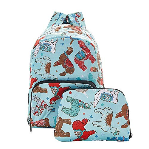 Eco Chic - Mini Mochila Ampliable con Estampado de Llamas con Capacidad para 15 kg Azul Azul Small