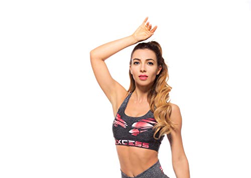 Excess Sujetador Deportivo para Mujer Shock Absorber Top Push Up Fitness Yoga Pilates Running Gimnasio Maillot de Ciclismo 3D de Fiesta Mujer Sexy Italiano Camisetas Dim Músculo XS