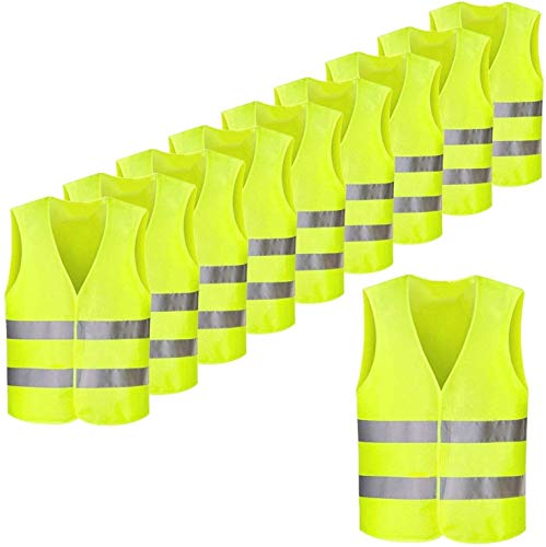 Femor Chaleco de Seguridad Reflectante de Alta Visibilidad XXXL Multifuncional Resistente 63 x 58 cm Color Amarillo (50 unidades)