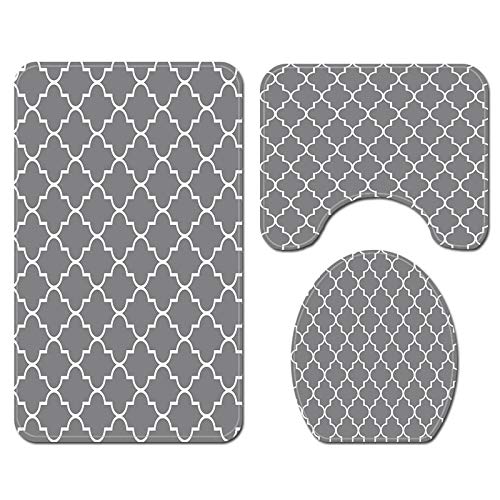 FENRIR 3 PCS Baño alfombras Antideslizantes y Alfombrillas, Juego de Almohadillas de Base con Absorbente de Agua Alfombrilla de Poliéster para Asiento de Inodoro