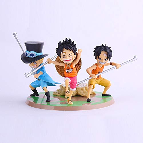 fgbv New 3pcs/Lot Anime Figure PVC Doll Toys One Piece ASL Luffy Ace Sabo Three Brothers PVC Model 9CM Xmas Gift