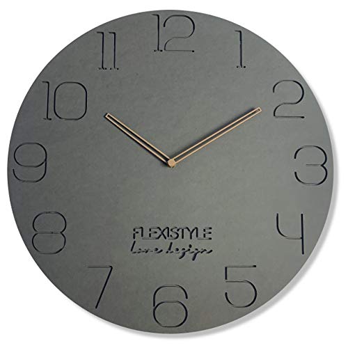 FLEXISTYLE Reloj de Pared, Tablero DM FORESCOLOR, Gris, 50 cm