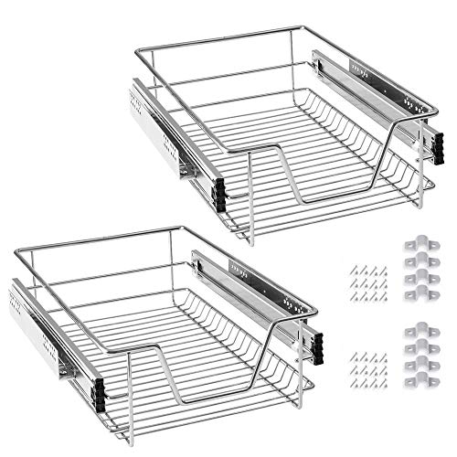 Froadp 2 Piezas Cocina Estante Cajón Telescópico Dormitorio Extensible Gabinete Estantes y Soportes Organizadores de Cajones para Cocina y Despensa(40cm)