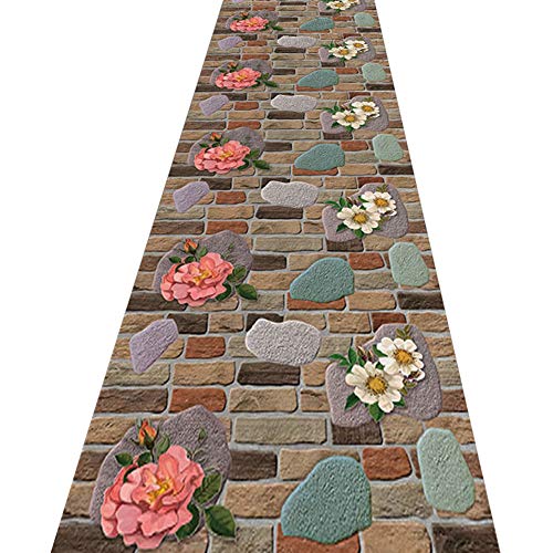 FUSHOU-Paisaje De Piedra Apilada Alfombras De Corredor, Multiusos Antideslizante Resistente Al Desgaste Alfombra, Lavable A Máquina No Deformado Alfombrilla De Protección Del Suelo,A,140x440cm