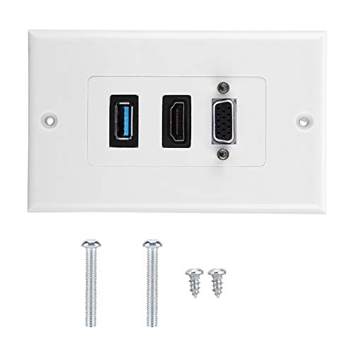 garsent Socket de Pared USB, 3 en 1 3 Puertos VGA HDMI USB3.0 Socket Panel de Montaje en Pared Audio Video Módulo Compuesto.