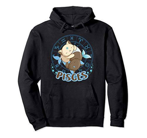 Gatos Kawaii Astrología Zodiaco Piscis Sudadera con Capucha