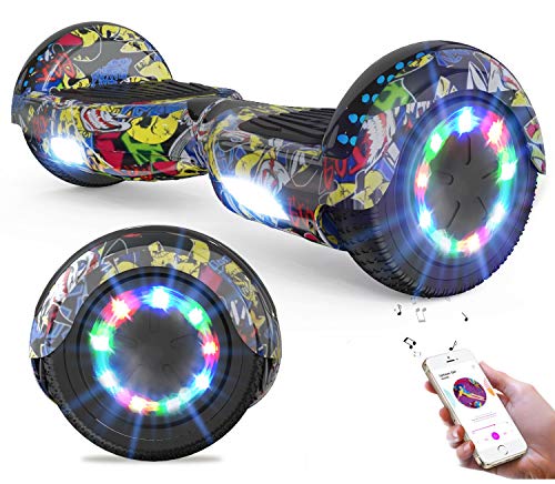 GeekMe Hoverboards Scooter eléctrico de 6.5" Dual Motors 2 Ruedas de Equilibrio automático Scooter Board con Luces LED Bluetooth Modelo