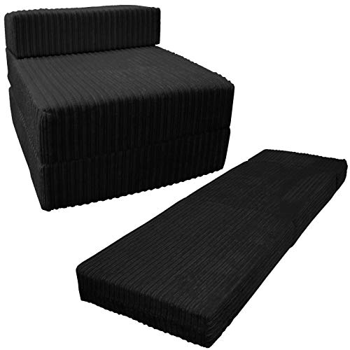 G&H Colchón plegable portátil para huéspedes de viaje Z cama súper cómoda cuerda Jumbo dormir sobre la cama sala de estar delantera espuma Z cama (negro)