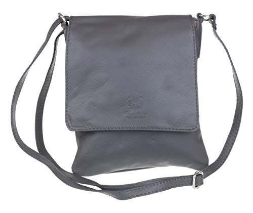 Girly Handbags Nueva bolso genuino de cuero Crossbody Pequeño mensajero piel suave - Gris oscuro