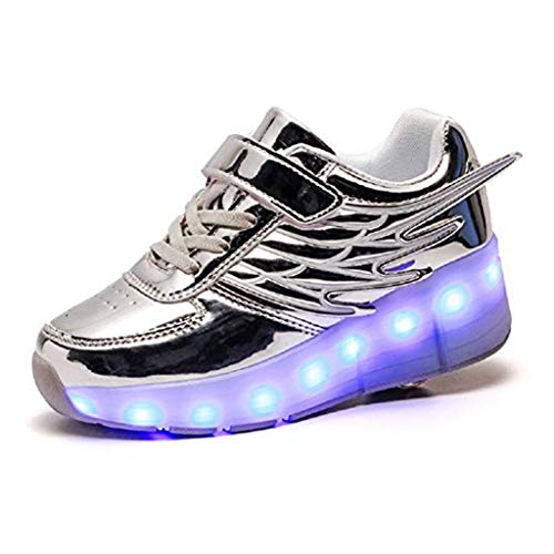 GREYK Cambio De Zapatos De Patín De Ruedas con Tira De LED con Alas De Ángel Batería Patineta Técnica Zapatillas Deportivas Al Aire Libre Zapatillas De Gimnasia - 7 Colores