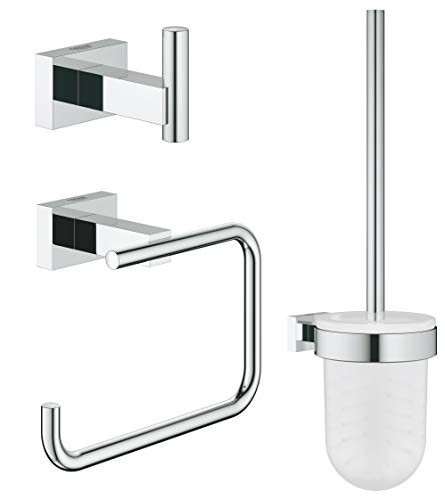 Grohe Essentials Cube - Conjunto de accesorios de baño 3 en 1, color cromo (Ref.40757001)