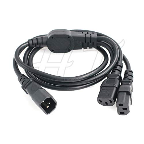 HangTon UPS PDU Computadora PC Monitor Cable Divisor de energía IEC320 C14 a 2 x C13 10A 250V Cable de extensión 1 Metro