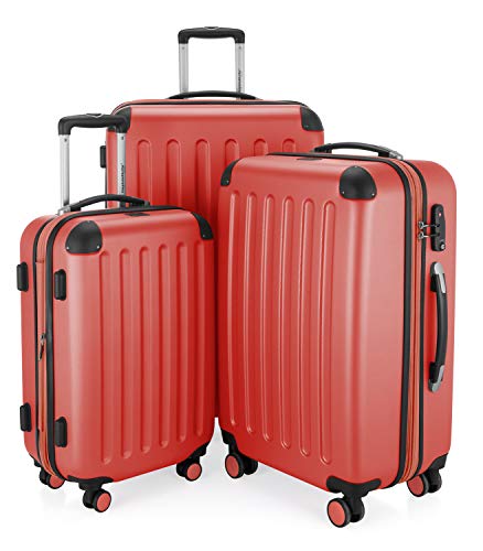 Hauptstadtkoffer - Trolley Set de Capital - Maleta - juerga - 3 Equipaje Conjunto Rolling Duro Caso Viaje Equipaje Extensible, TSA, 4 Ruedas, (S, M, L) - Coral, HK - 1203 - CO