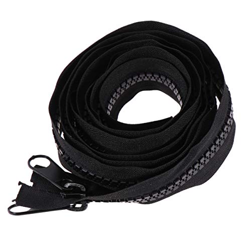 HEALLILY Cremallera de separación de dos vías Cremallera de costura de doble tirón con extremo de retención para saco de dormir Abrigo de tienda Cortina de puerta 200 cm (negro)