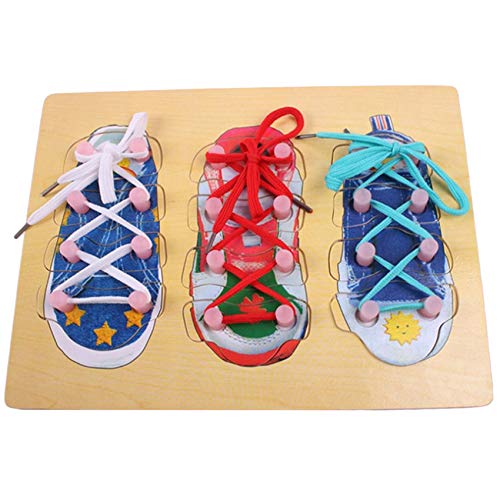 Hengxing Zapatos de Cordones de Madera para niños pequeños, Cordones de Zapatos para enseñar, Juguetes para niños de jardín de Infantes en Edad Preescolar