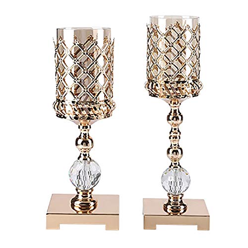 HJKH SujetavelasJuego De 2 Candelabros para Velas De Té para La Decoración del Banquete De Boda En CasaMesa Decorativa (Size:Height - 43cm; Color:Gold)