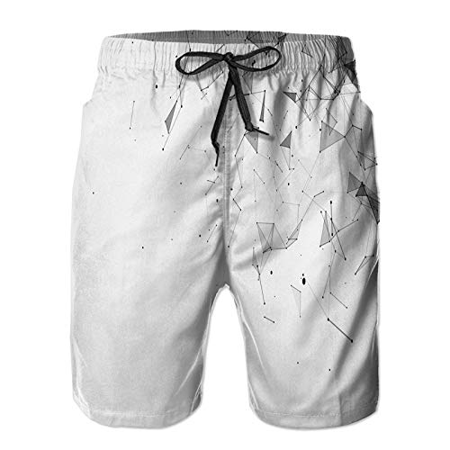 Hombres Verano Secado rápido Pantalones Cortos Playa Fondo Abstracto Que Consta de triángulos Espacio Poligonal Trajes de baño Correr Surf Deportes-4XL