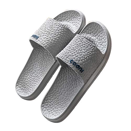 HQAA Zapatillas de Estar por Casa, Zapatillas Antideslizantes para Hombres Y Mujeres Sandalia De Baño para Uso En Interiores Zapatos De Punta Abierta para Piscina Suave TOB(Color:Gris,Size:44-45EUR)