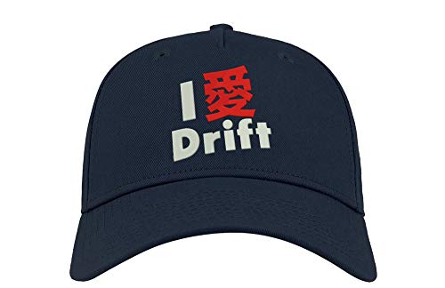 I Love Drift Japón bordado visera curvada unisex transpirable gorra gorra de béisbol gorra completa camionero cómoda parte superior Azul azul (marino) Taille unique