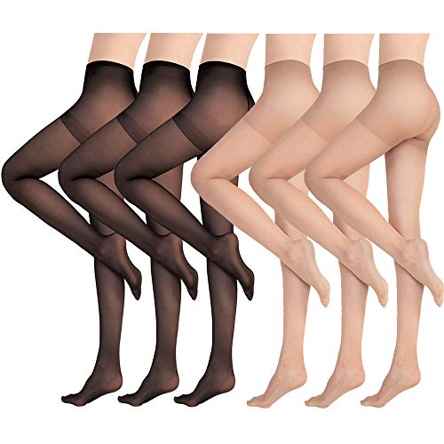 INTIM SECRET, Pack de 6 Medias 40 Denier, Pantimedias, Pantis, Cintura Alta, Costura Plana, Sin Dibujos, Talla Única, S, M, L,Para Mujer, 3 Color Negro, 3 Color Natural