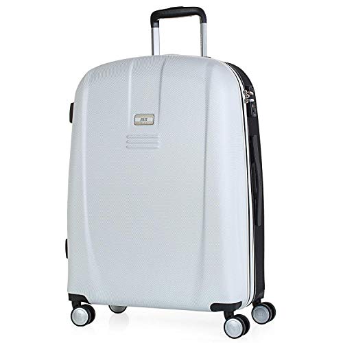 JASLEN - Maleta de Viaje Rígida 4 Ruedas Trolley Mediana de ABS. Cómoda Duradera y Ligera. Ideal para Estudiantes. Candado TSA Confianza. 56560, Color Blanco-Negro