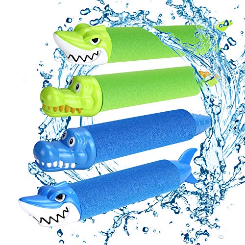 joylink Pistolas de Agua, Pistola de Agua de Espuma EVA Pistola de Espuma de Agua Tirador Juguete Infantil para Batalla de Agua, Playa, Piscina(4pcs) (Dos Colores)