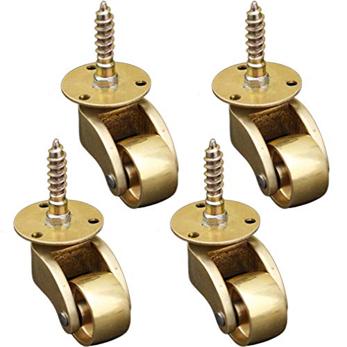 Juego de 4 Ruedas Giratorias de Latón Macizo, Ruedas para Muebles, Longitud de Tornillo 27 mm, Adecuado para Sofás, Pianos, Muebles Europeos