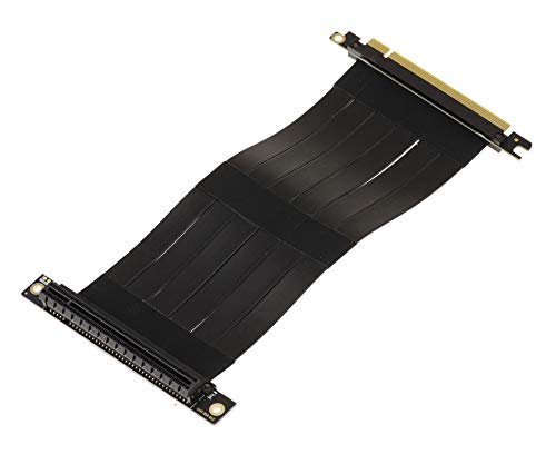 KALEA-INFORMATIQUE. Alta Velocidad PCIe 16x Riser. Compatible con PCIe 3.0 y 4.0. Color Negro, Angulo 90°