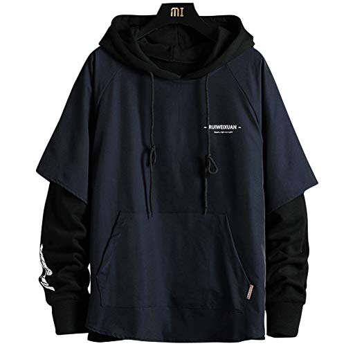 KENAIJING Sudadera Hombre, Desmontable Sudaderacon con Capucha (Negro, 3XL)