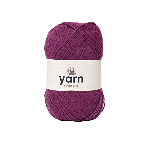 Korbond Double-Knit Acrylic Hilo de Punto Doble, 100g, 100% acrílico, Morado (Plum), 100 g