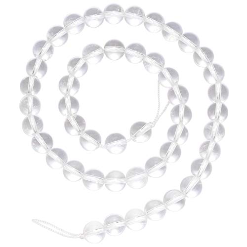 KYEYGWO Piedras preciosas redondas de cristal de roca, cuentas sueltas, 8 mm, energía curativa para la fabricación de joyas, hecho a mano, collar, pulsera, 38 cm