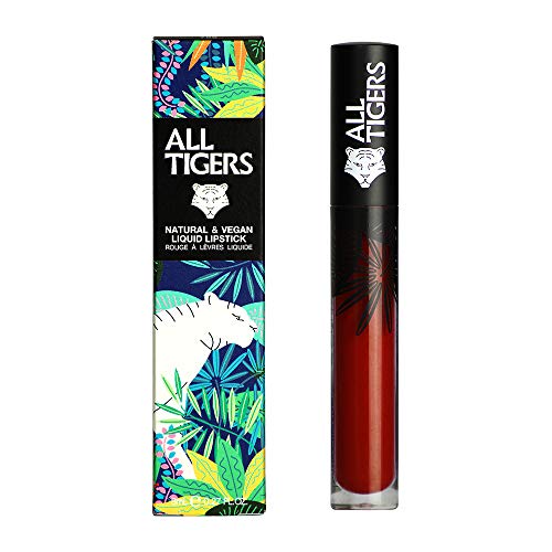 Lápiz Labial Líquido Mate Vegano y Natural - Larga Duración - Color : Marrón Rojizo"Command Respect" 889 - Pintalabios Sin Derivados Petroquímicos - Ingredientes Orgánicos - ALL TIGERS