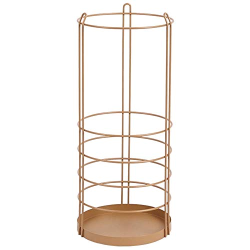 LIIYANN Paragüero - Paragüero de Piso de Hierro Forjado Inicio Centro Comercial Hotel Umbrella Storage Bucket Rack Paragüero (Color: Dorado)