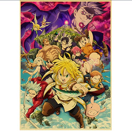 Liuheng Cartel Retro de Anime clásico japonés HD Pintura de Lienzo sin Marco Bar Dormitorio decoración del hogar Arte de la Pared Pintura Pegatina 40x50 cm (15,74x19,68 in)