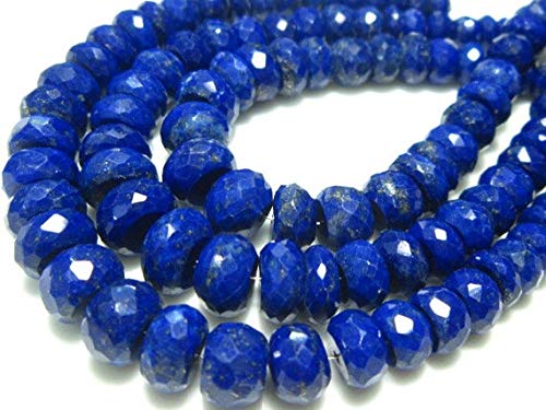 LKBEADS 2 hebras AAA, lapislázuli facetado Big Rondelle, 17,7 cm de largo, piedras medidas, 5-9 mm, código HIGH-8499