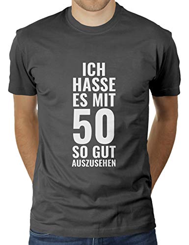 Lo siento tan bien con cincuenta. Regalo de cumpleaños de 50 años de edad. - Camiseta para hombre de KaterLikoli. antracita XL