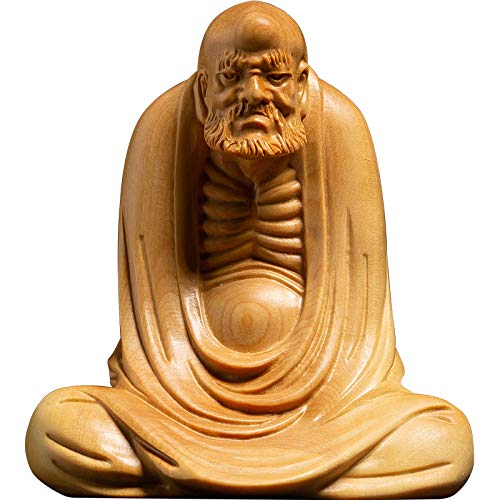 LOSAYM Escultura Figuritas Decorativas Estatuas Talla De Madera Estatua De Buda Zen Dharma Adornos Boj Madera Maciza Artesanía Casera   Estilo